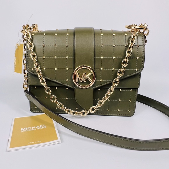 Michael Kors Olive Green Convertible Crossbody Shoulder Chain Bag NWT - Picture 1 of 14